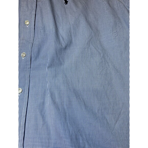 Ralph Lauren Button Down Shirt Gingham Check Blue Mens Size XL Long Sleeve Logo - Picture 6 of 16